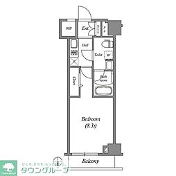 ジェノヴィア東中野スカイガーデン 1Kの間取図画像