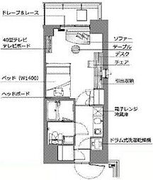 レックスガーデン神楽坂北町 1Kの間取図画像