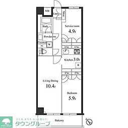 プライマル小石川 1SLDKの間取図画像