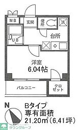 ベルテ正木 1Kの間取図画像