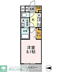 D-room早稲田 1Kの間取図画像
