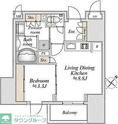 ラドゥセール巣鴨 1LDKの間取図画像
