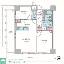 レジディア杉並方南町 2LDKの間取図画像