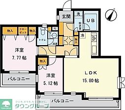 ビューラー八成山 2LDKの間取図画像