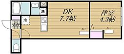 エルファーロ中野新井薬師IV 1DKの間取図画像