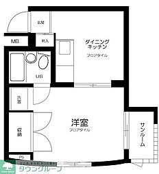 パステルU 1DKの間取図画像