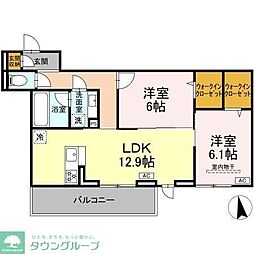 つくばエクスプレス 南流山駅 徒歩13分の賃貸アパート 3階2LDKの間取り