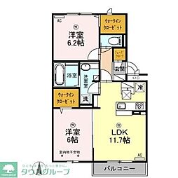 ロイジェントパークスレイクタウン III　Ｍ 1階2LDKの間取り