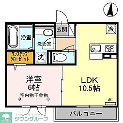 ロイジェントパークスレイクタウンIII　Ｃ棟 2階1LDKの間取り