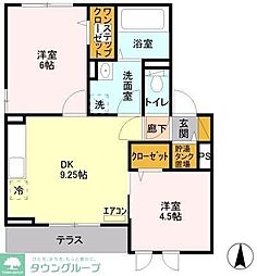 オルフェーヴルA 2DKの間取図画像