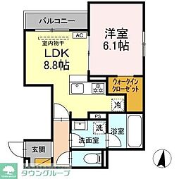 グレイスフルコート雅 1LDKの間取図画像