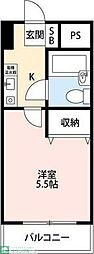 リエス西船橋 1Kの間取図画像