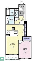 ドルチェヴィータD 1LDKの間取図画像