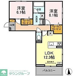 流山市木1丁目マンション 2LDKの間取図画像