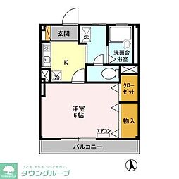 シャレー馬橋 1Kの間取図画像