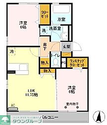 レイク南風 2LDKの間取図画像