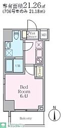 松戸市本町マンション 1Kの間取図画像