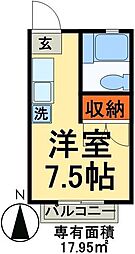 サニーコーナー ワンルームの間取図画像
