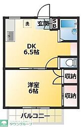 さつきコーポ 1DKの間取図画像