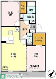 ソレイユB 2LDKの間取図画像