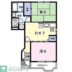カーサボニート2 2DKの間取図画像