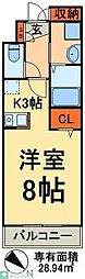 ユノディエール ワンルームの間取図画像
