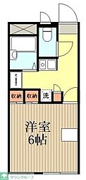 JR中央線 吉祥寺駅 バス14分 関町南二丁目下車 徒歩4分の賃貸マンション 2階1Kの間取り