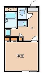 レオパレス未来 1階1Kの間取り