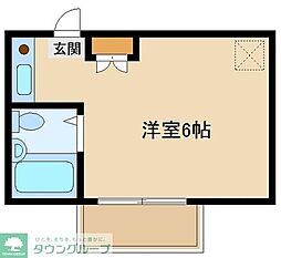 ムーンハッドII 2階ワンルームの間取り