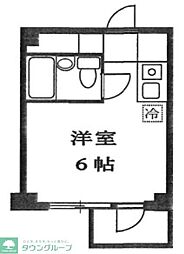 東村山ペガサスビルB館 4階ワンルームの間取り