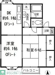 グランドメゾン　1号館 2階2DKの間取り