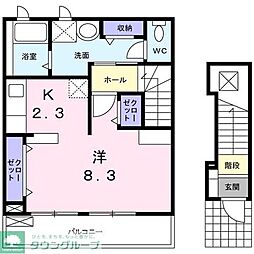 フィオーレ・プリムラ 2階ワンルームの間取り