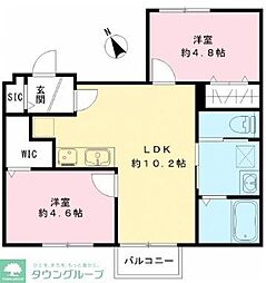 THE HALE 2階2LDKの間取り