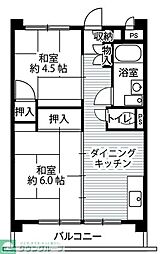 ビレッジハウス向台タワー1号棟 (325号室) 3階2DKの間取り