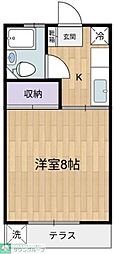 サカエハイツ 1Kの間取図画像