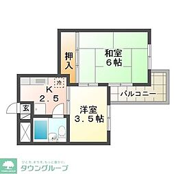 野崎ビル 2Kの間取図画像