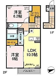 ウォールナッツガーデン 2LDKの間取図画像