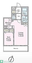 アイルプレミアム東京上石神井 1LDKの間取図画像