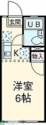 フルーレ国分寺 ワンルームの間取図画像