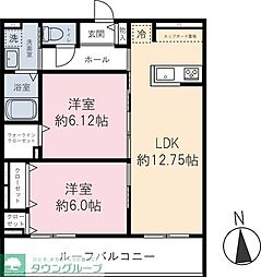 カーサファルコン 2LDKの間取図画像