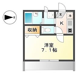 ミレットフィールド 1Kの間取図画像
