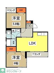 エルベ東大和 2LDKの間取図画像