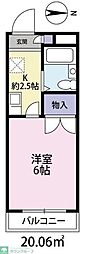 メゾンドーロ 1Kの間取図画像