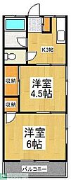 丸井荘 2Kの間取図画像