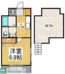 ブランドール冨士 1Kの間取図画像