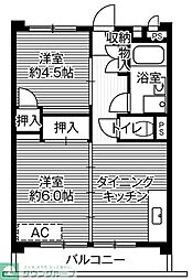 ビレッジハウス向台タワー 2DKの間取図画像