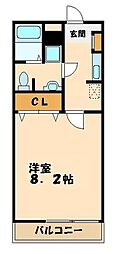 ル・クール2 1Kの間取図画像