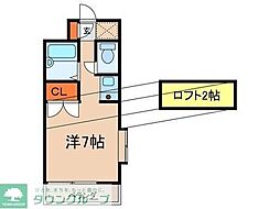 ネオコート萩山 1Kの間取図画像