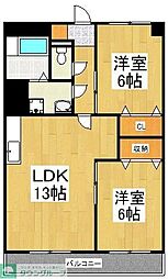 サン・グリーンハイツ 2LDKの間取図画像