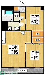 サン・グリーンハイツ 2LDKの間取図画像